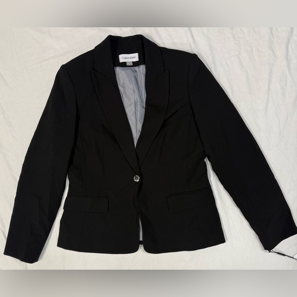 Calvin Klein Black Tailored Single-Button Business Casual Women's Blazer. R13B - Picture 4 of 9